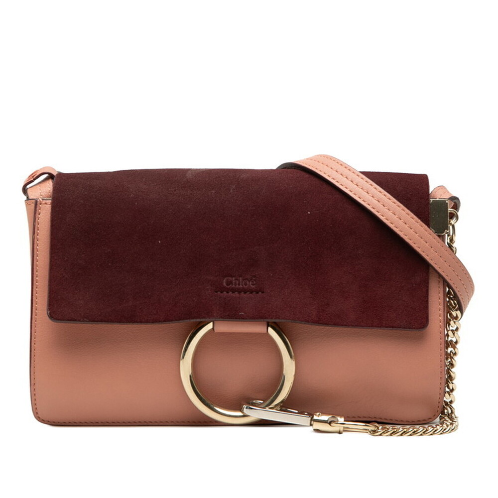 Chloé Chloe Faye Crossbody Shoulder Bag 02-16-99-65 Pink Leather Suede Women's